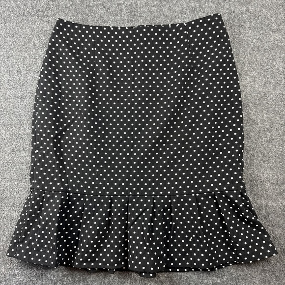 White House Black Market Dresses & Skirts - White House Black Market Womens Sz 8 Ruffled Hem Polka Dot Flounce Skirt Office